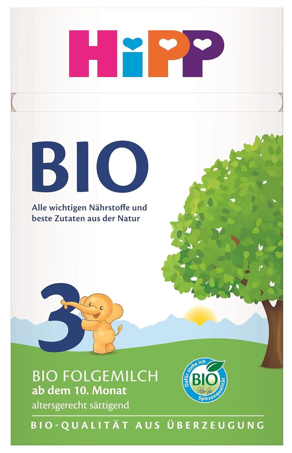 HiPP 3 Ekologisk tillskottsmjölk (4 x 600g) - efter 10 månader, med Omega-3 (DHA, ALA), Kalcium, Vitamin D, av bästa ekologiska kvalitet