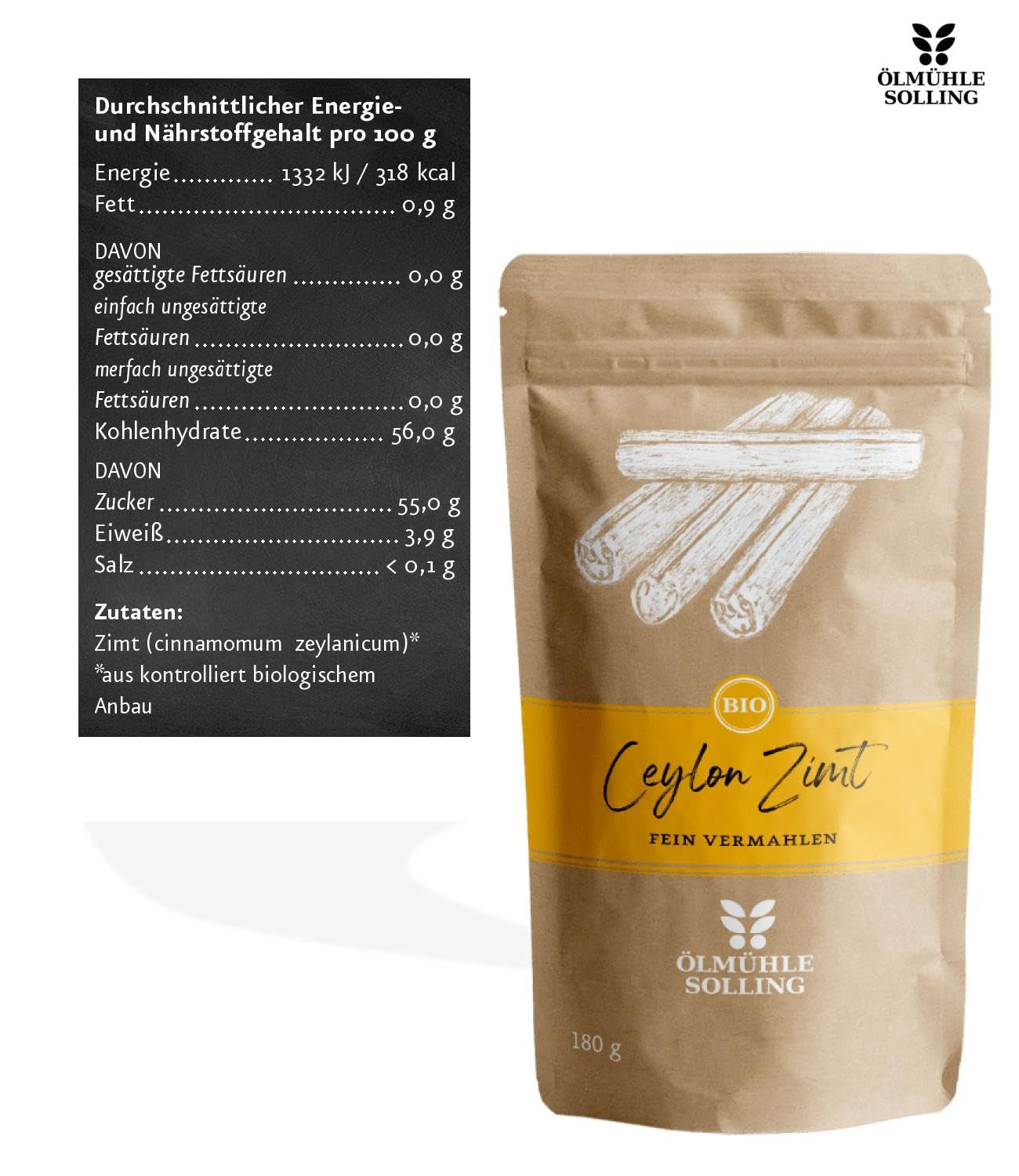 - BIO Ceylon Zimt | Ceylon Zimtpulver aus kontrolliert biologiska anbau | Zimtpulver fein vermahlen aus ganzen Zimtstangen. Perfekt för Müsli, Milchreis, Gebäck uvm. | Innehåll: 180 g