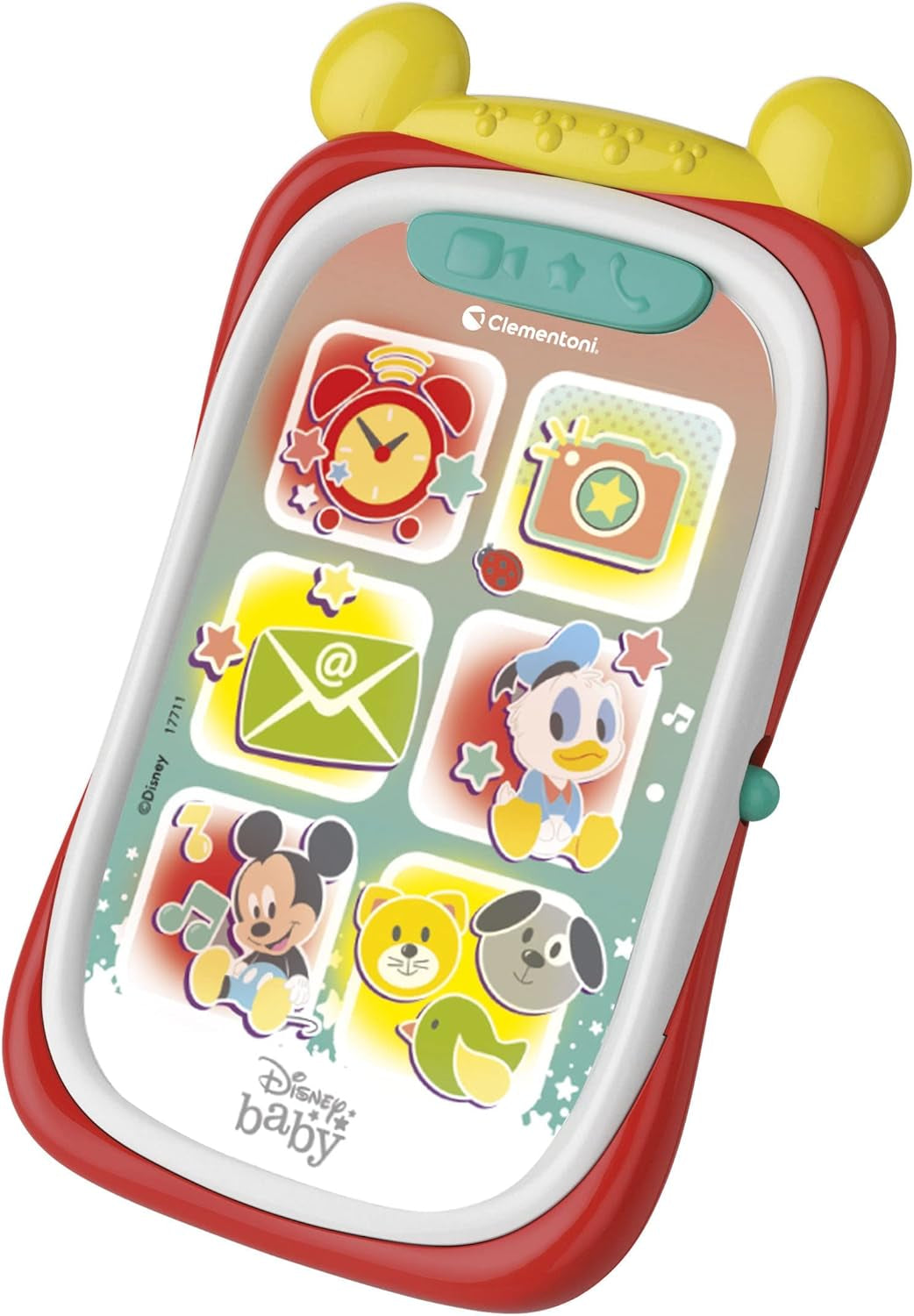 Clementoni 17711 Disney Baby Baby Mickey Smartphone, Barnmobil med ljus- och ljudeffekter, Interaktiv leksak för barn 9-36 månader, M, Flerfärgad Bebe Toys Naty Shop Standardtitel