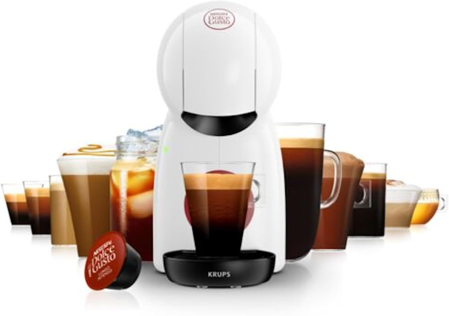 Manuell espressomaskin med NESCAFÉ DOLCE GUSTO PICCOLO XS kapslar från KRUPS, vit