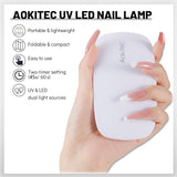 Aokitec Mini LED UV-lampa, UV-gel-nagellampa, bärbar nageltork för alla typer av gel-nagellack, härdningsverktyg för musform, kompakt, lätt med USB-kabel (vit)