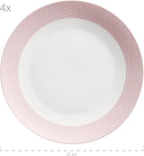 MÄSER Kitchen Time II, Servisset för 4, Kombinationsservice med 16 stycken i pastellfärger med subtilt mönster, Porslin, Rosa
