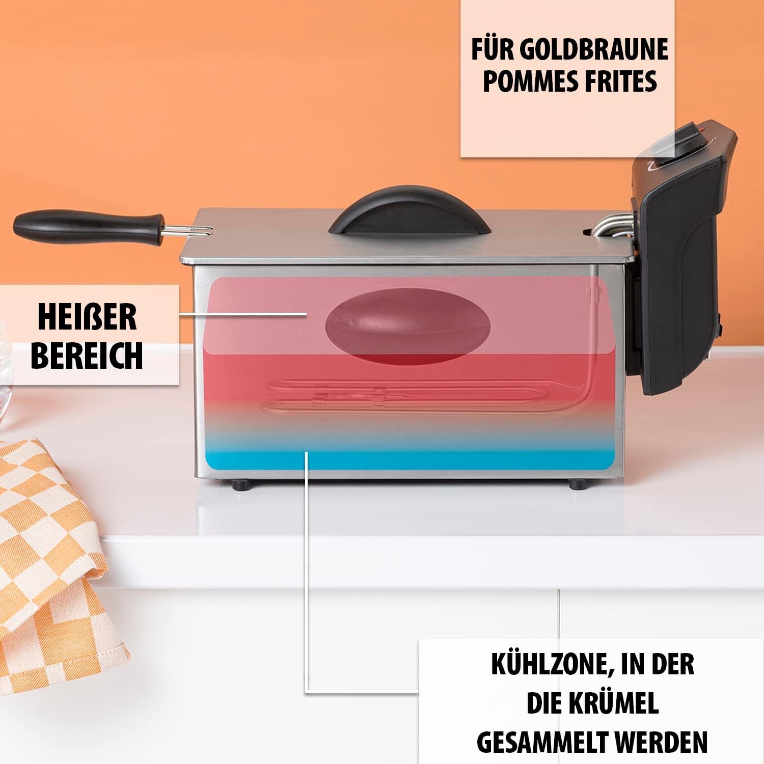 Tristar oljefritös FR-6935, 2000 watt, 3 liter, termostat, kall zon, 3-4 personer, metall Vitvaror Naty Shop