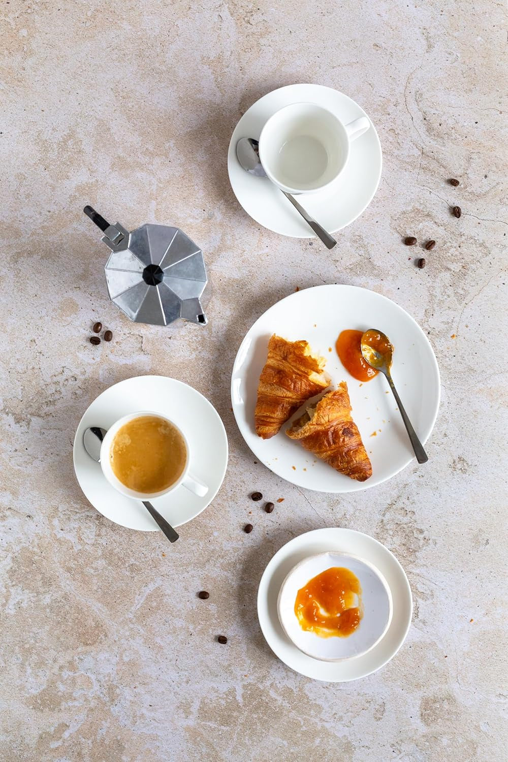 MÄSER 934105 Belmira-serien, klassisk kaffeservis för 6, 18-delad kaffeservis, tidlös, elegant, delikat, porslin, vit