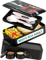 Umami Lunchbox för vuxna, 4 bestick och fack Läcksäker staplingsbar Bento Box, Vuxen Lunch Box, To-go salladsbehållare, Picknick / Office Lunch Box, Charcoal Grey, 1500ml Naty Shop Black Pp Matförvaringslådor - Torii Special Edition L - 1200 Ml