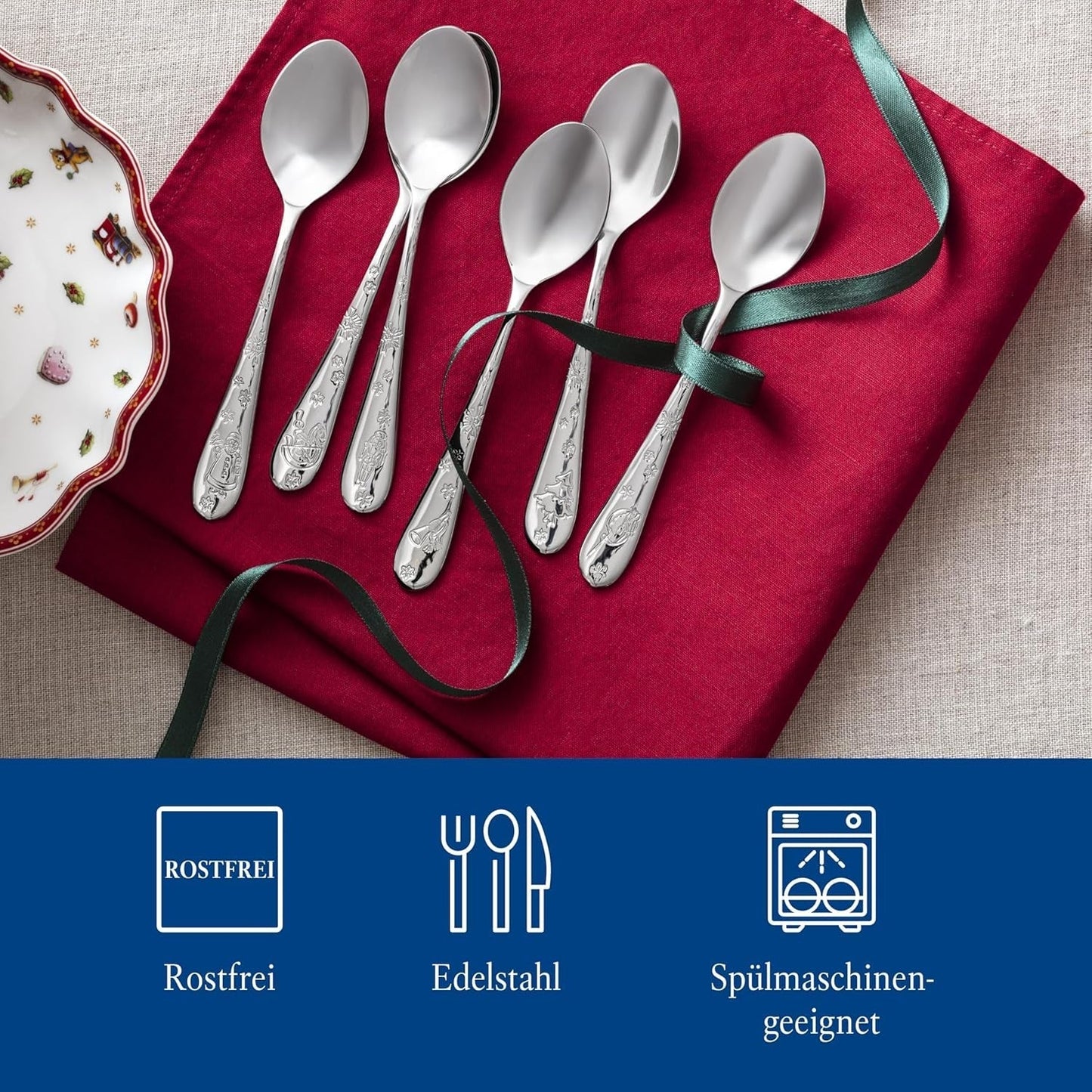 Villeroy & Boch - Toy'S Delight kaffeskedsset 6 delar Silver Platinum, tål diskmaskin Kitchen Naty Shop