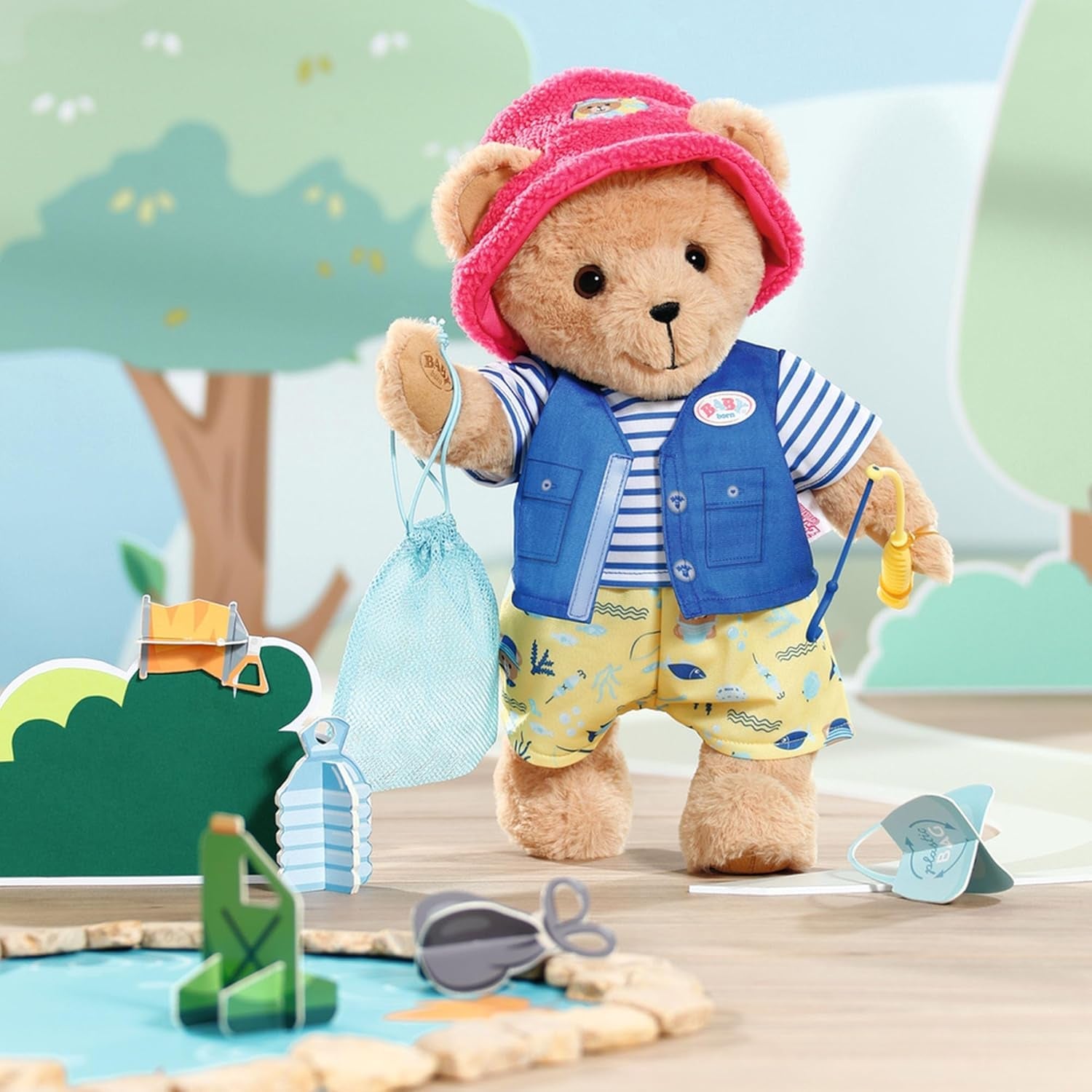 Babyfödd teddyfiskarkostym med fiskespö för 43 cm dockor och nallebjörn, 835982 Zapf Creation