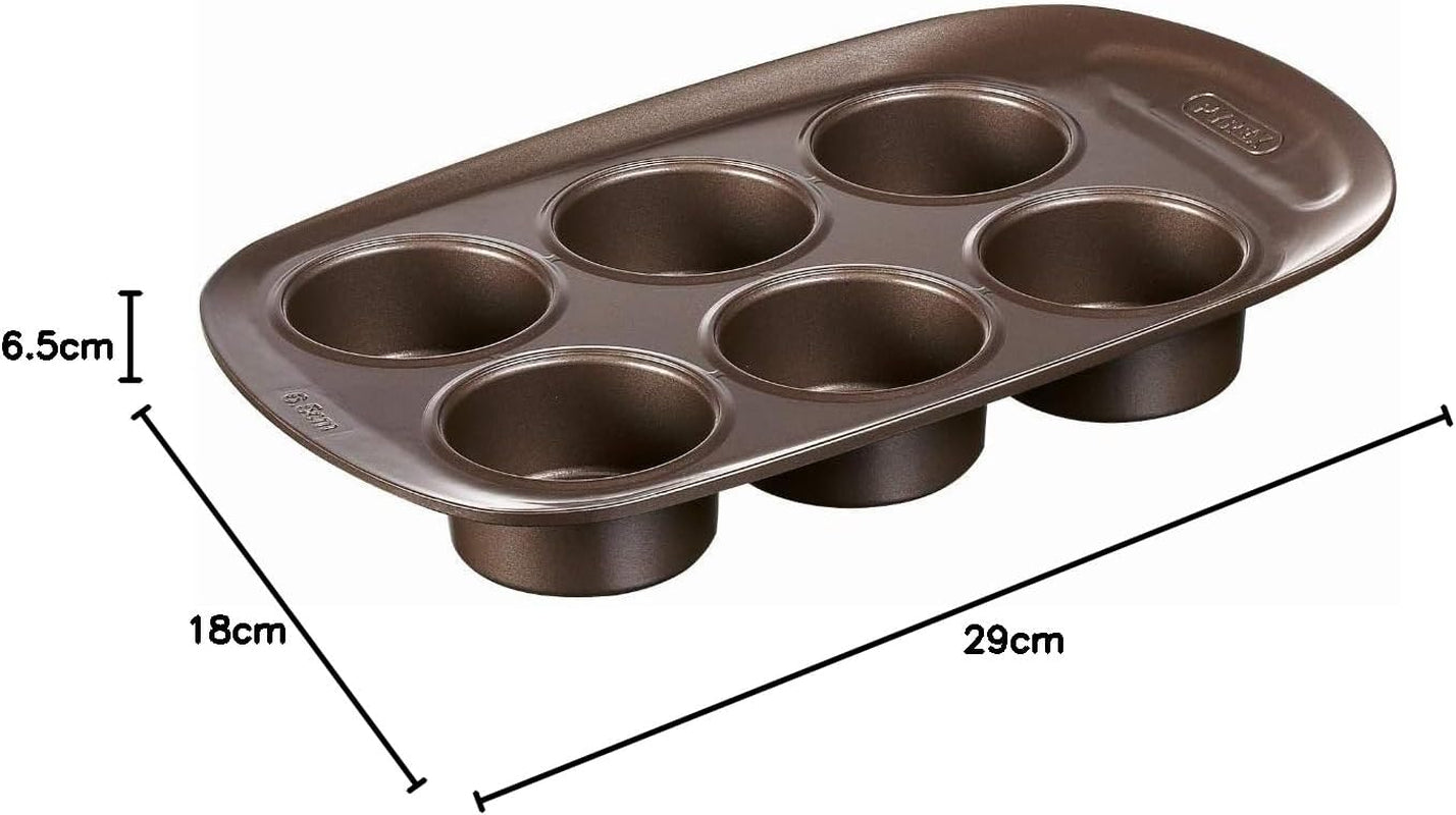 Pyrex BANDEJA 6 MAGDALENAS ASYMETRIA PX Muffinförmchen, Metall, Bunt, 6 Magdalena Formar och bakplåtar Naty Shop
