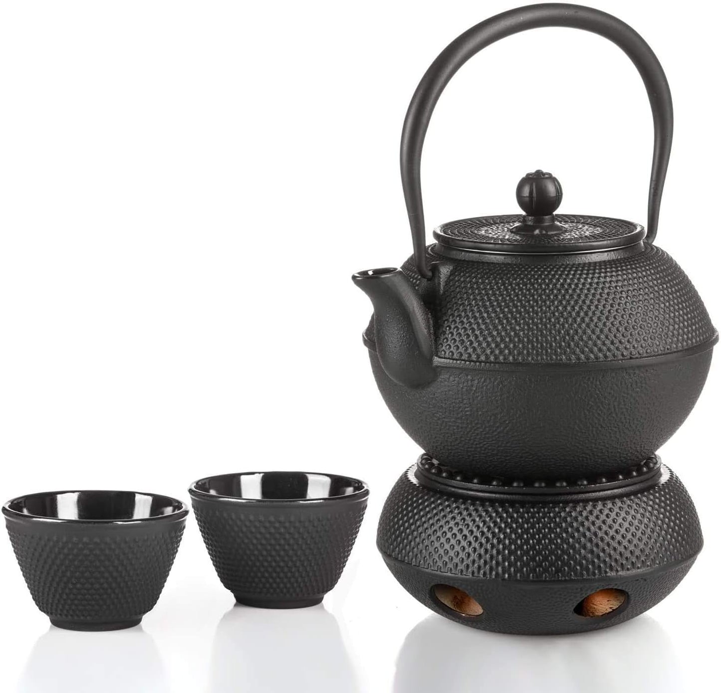 Dimono traditionellt teservis i gjutjärn: tekanna, varmare och 2 tekoppar