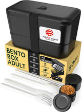Umami Lunchbox för vuxna, 4 bestick och fack Läcksäker staplingsbar Bento Box, Vuxen Lunch Box, To-go salladsbehållare, Picknick / Office Lunch Box, Charcoal Grey, 1500ml Naty Shop Onix Black Food förvaringslådor - 1500 ml L - 1500 ml staplingsbar inuti varandra