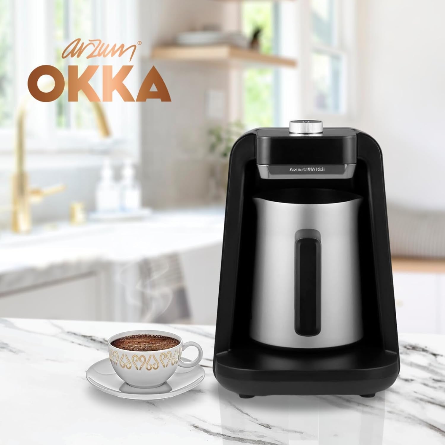 TURKISK KAFFEMASKIN Arzum OKKA RICH SPIN PRO (krom)