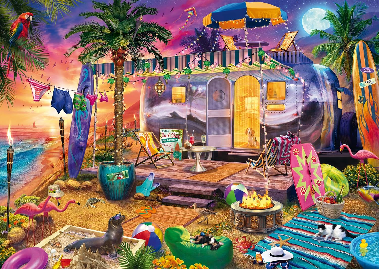 Schmidt Spiele 58573 Jeff Haynie, Mit Dem Wohnwagen Am Meer, pussel 1000 bitar Puzzle Naty Shop