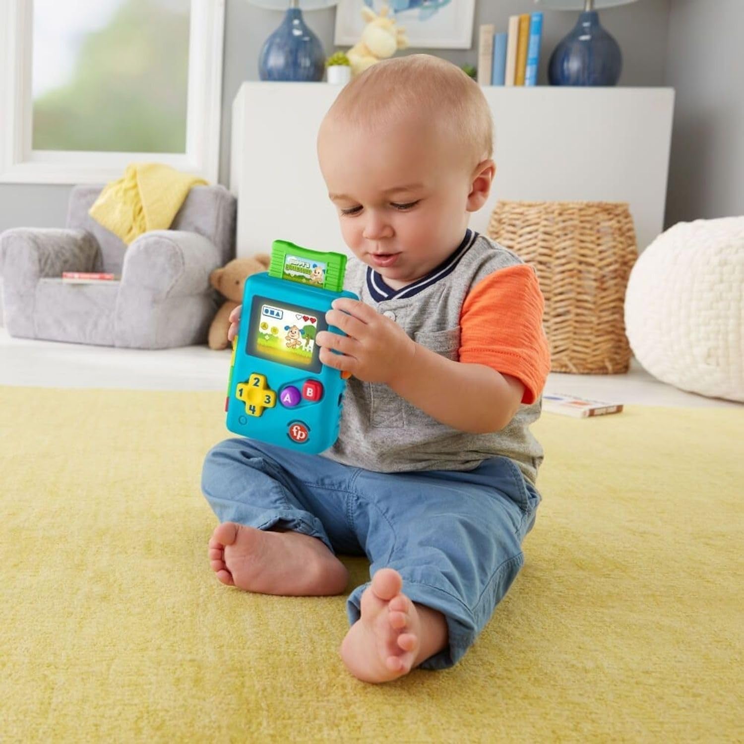 Fisher-Price HBC86 - Inlärningskul Lil' Gamer, musikalisk inlärnings- och aktivitetsleksak, tysk version, för spädbarn och småbarn från 6 till 36 månader Babyleksaker Naty Shop