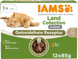 IAMS Delights Land Collection Spannmålsfritt våtmat för katter - Köttsortspaket Multipack Spannmålsfritt våtfoder för katter 1 år och över 12 x 85g