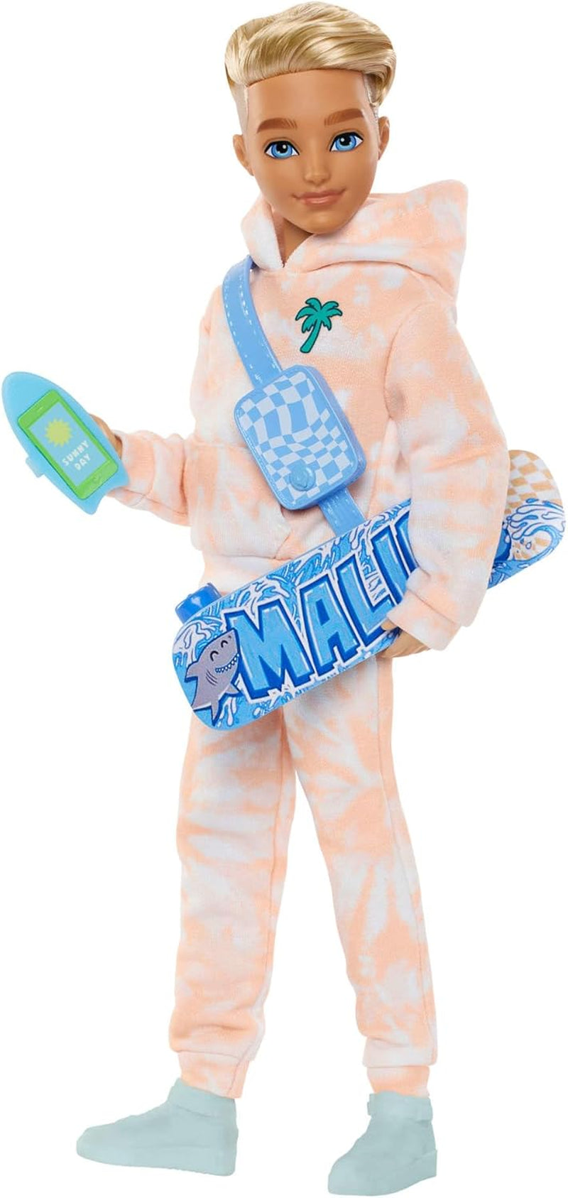 Barbie Dream Besties docka och tillbehör, rörlig Teresa modedocka med brunt hår och hårklämmor, 10 bitar videospelstema, HYC23 Naty Shop Dolls sommar och skateboard