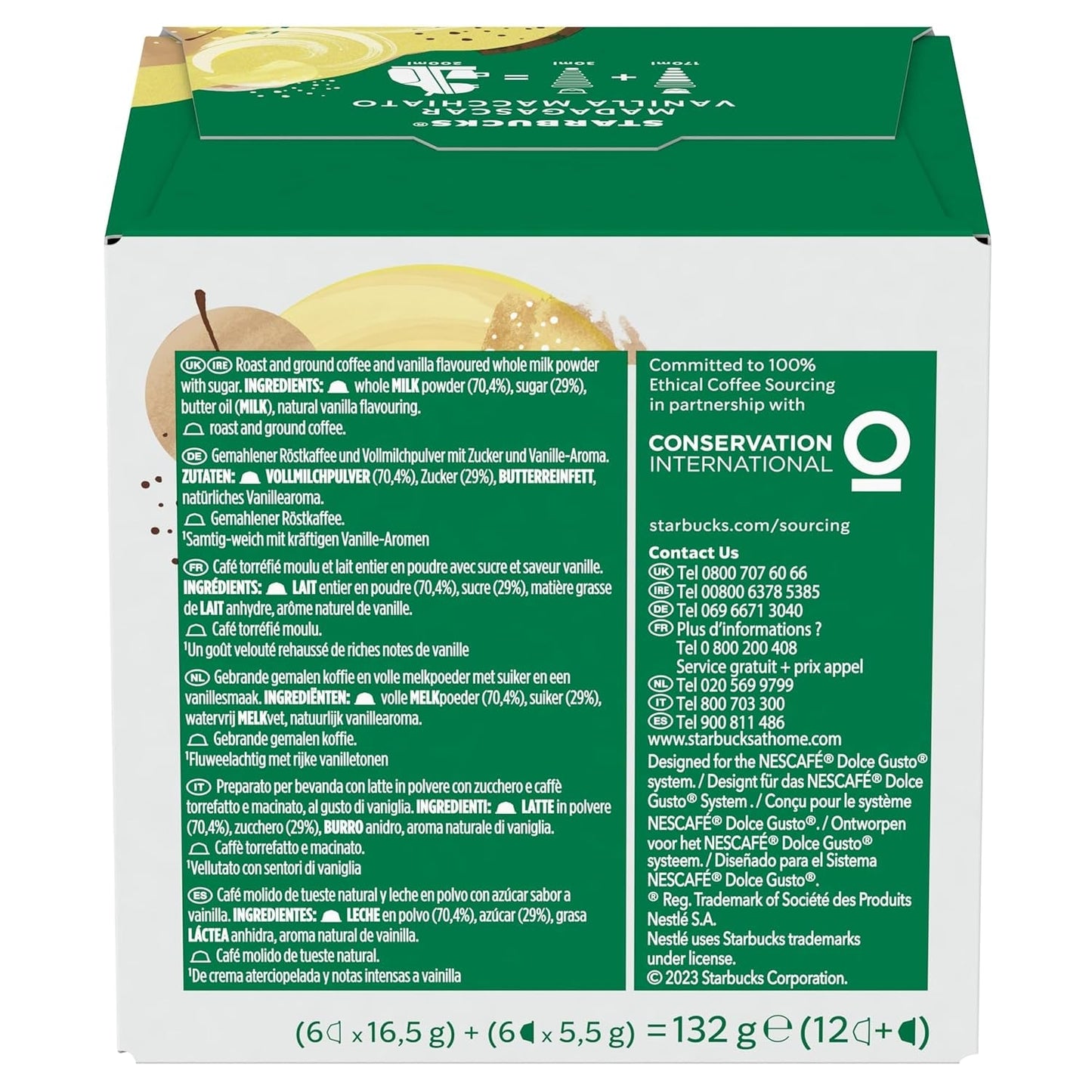 STARBUCKS Vanilla Macchiato av Nescafé Dolce Gusto Kaffeekapseln 6 x 12 (72 Kapseln)
