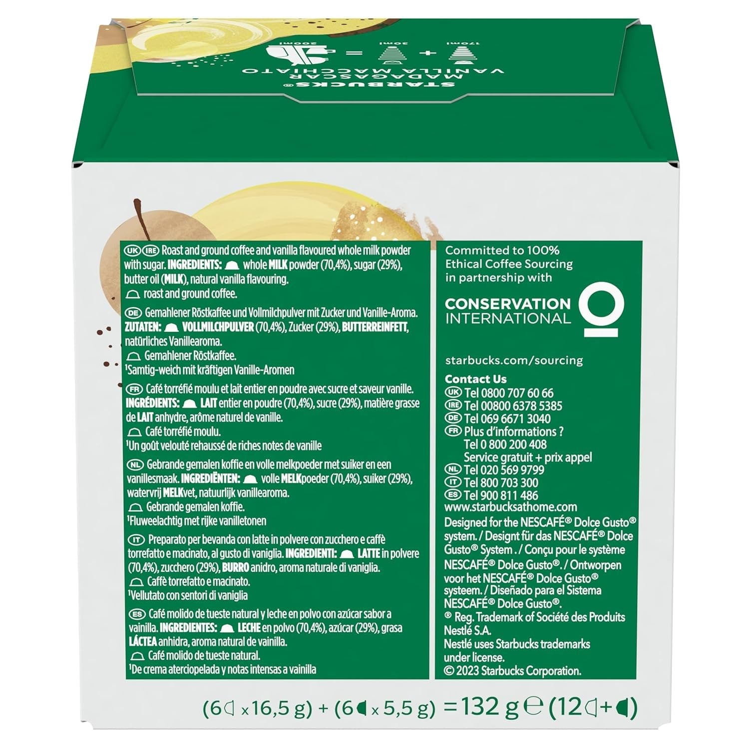 STARBUCKS Vanilla Macchiato av Nescafé Dolce Gusto Kaffeekapseln 6 x 12 (72 Kapseln)