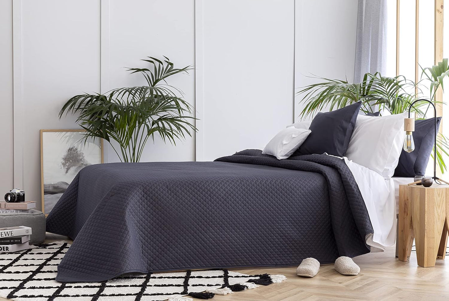 Todocama Fine Boutique Överkast med Diamantmönster Vår Sommar Höst Vinter 100 % Extra Mjukt Mikrofiber Multifunktionellt Överkast 105-200 X 260 cm Beige Sängar och filtar Besuche den Todocama-Store Mörkgrå Cama 105 - 200X260Cm