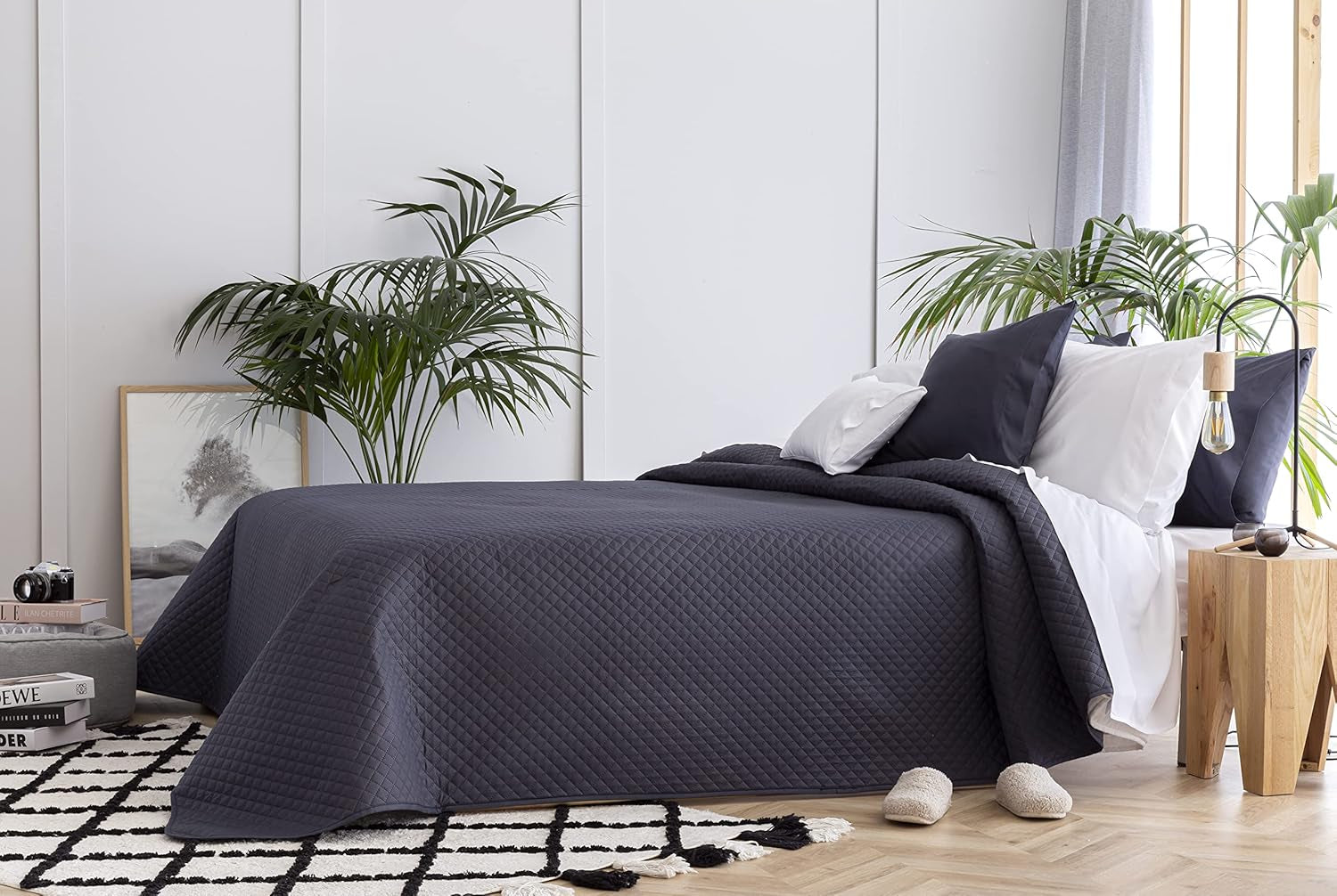 Todocama Fine Boutique Överkast med Diamantmönster Vår Sommar Höst Vinter 100 % Extra Mjukt Mikrofiber Multifunktionellt Överkast 105-200 X 260 cm Beige Sängar och filtar Besuche den Todocama-Store Mörkgrå Cama 105 - 200X260Cm