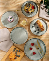 GBhome keramiskt servisset för 6 personer 18 delar Reactive Glaze Handgjort porslinsservisset Mikrovågs- ​​och diskmaskinssäkert Skål- och tallrikset