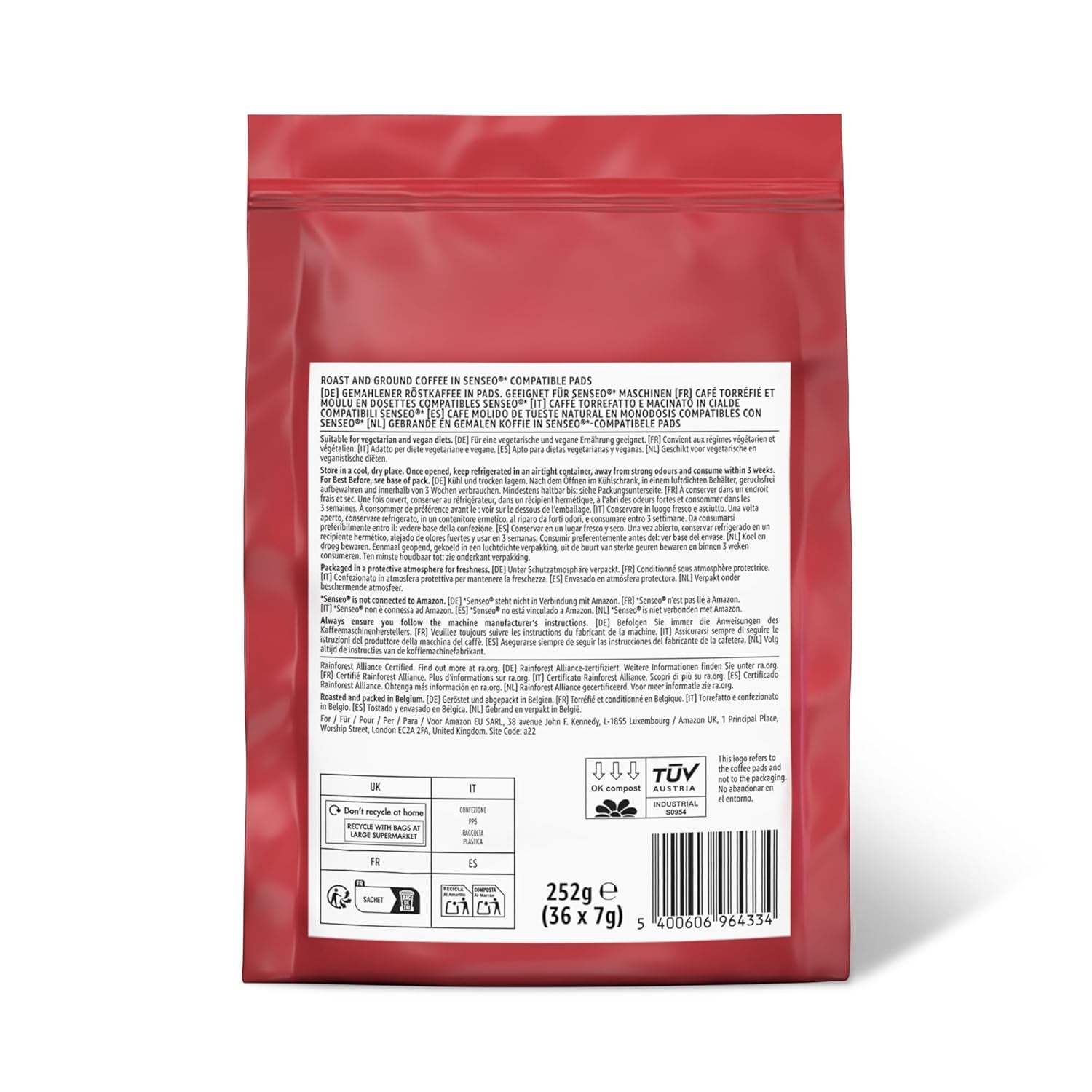 Kaffeepads Classic 100% Arabica, Geeignet für Senseo Maschinen, 36 st (1er-Pack) (Packung mit 2)