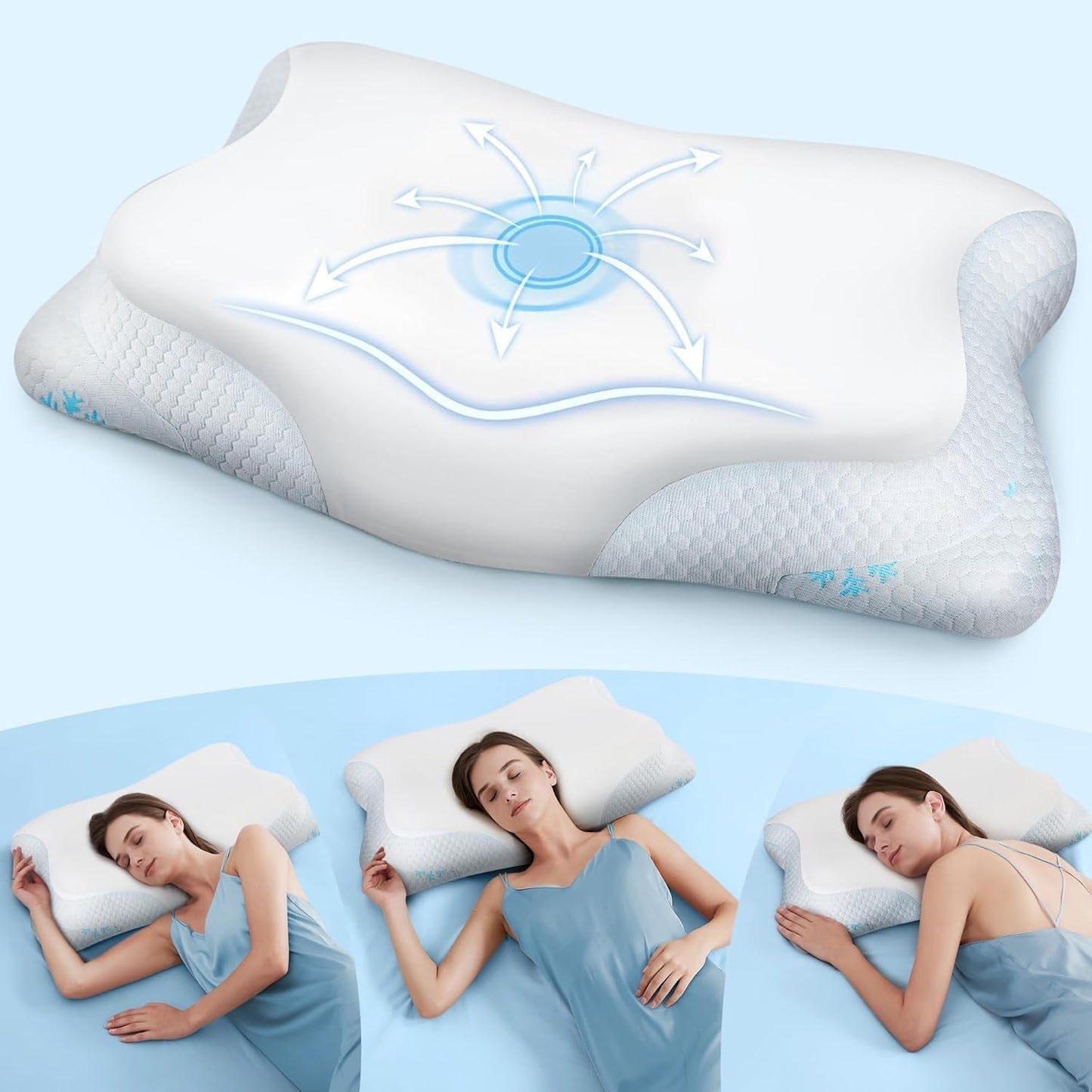 Cloudétoile Nackkudde Memory Foam Kudde - 2 i 1 Ergonomisk ortopedisk kudde Visco Foam Kudde Side Sleeper Nackstöd Kudde Höjd Justerbar Memory Foam Kudde Vit 64X38X12 Cm Cervikala ortopediska kuddar Naty Shop Vit 64X38X12 Cm