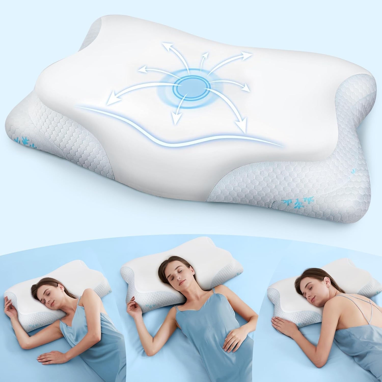 Cloudétoile Nackkudde Memory Foam Kudde - 2 i 1 Ergonomisk ortopedisk kudde Visco Foam Kudde Side Sleeper Nackstöd Kudde Höjd Justerbar Memory Foam Kudde Vit 64X38X12 Cm Cervikala ortopediska kuddar Naty Shop Vit 64X38X12 Cm
