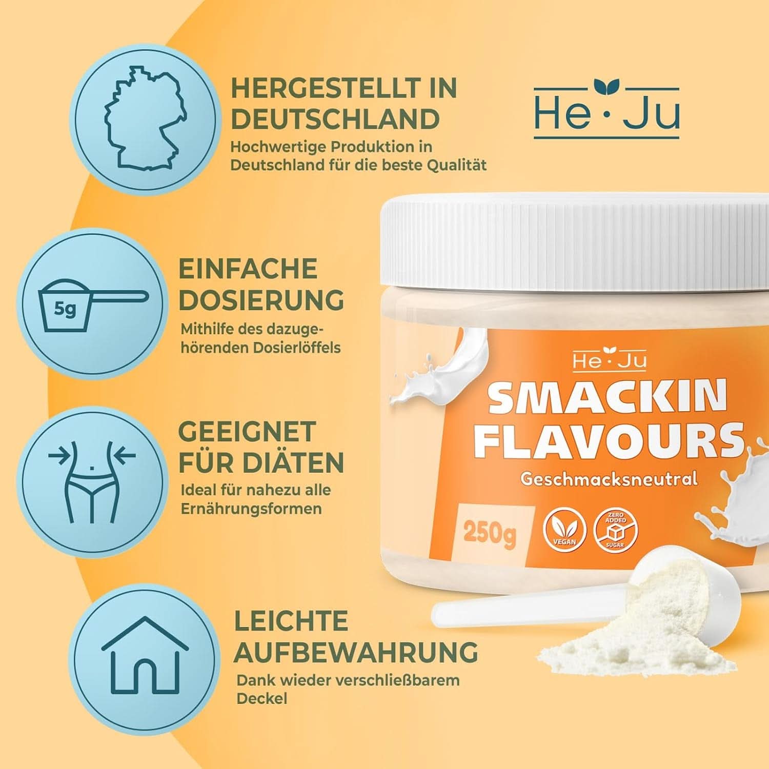He-Ju, Pulver med neutral smak, 250 gram Aromas Naty Shop