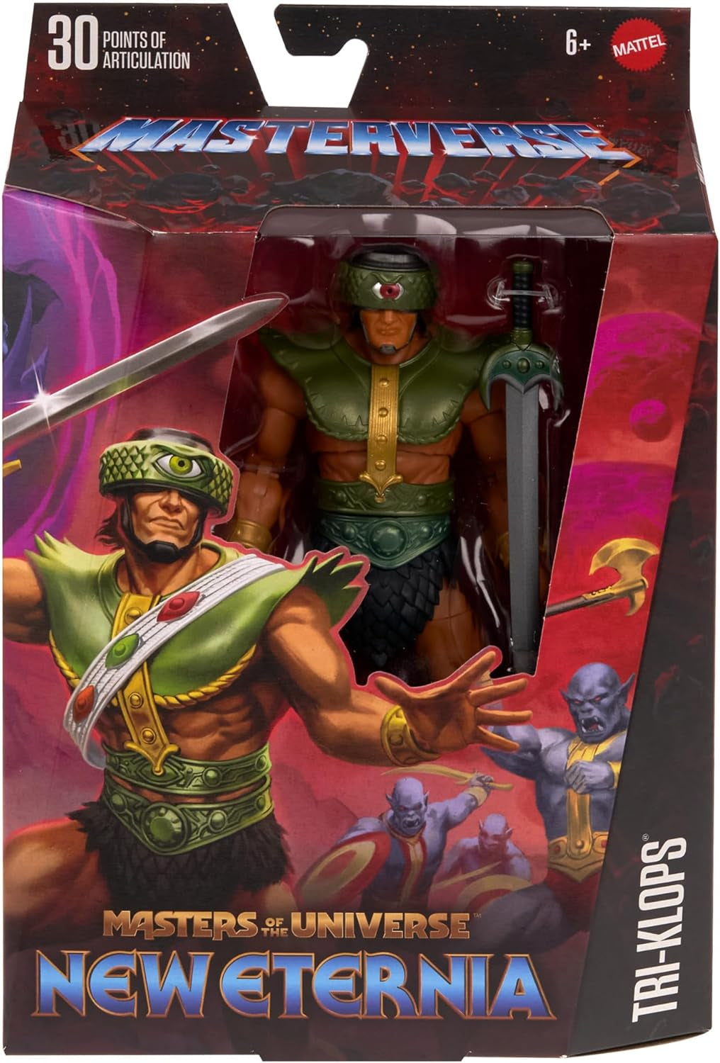 Universums mästare Masterverse Nya Eternia Tri-Klops Actionfigur Deluxe samlarfigur med 30 rörelsepunkter och tillbehör Motu Toy HYC52 Actionfigurer Naty Shop