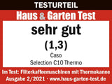 CASO Selection C 10 Thermo Design kaffebryggare – Rostfritt stålhölje, 1,2 l isotermisk karaff (10 koppar), touchkontroller och timer, Aroma PLUS-funktion, permanent filter, anti-droppfilter