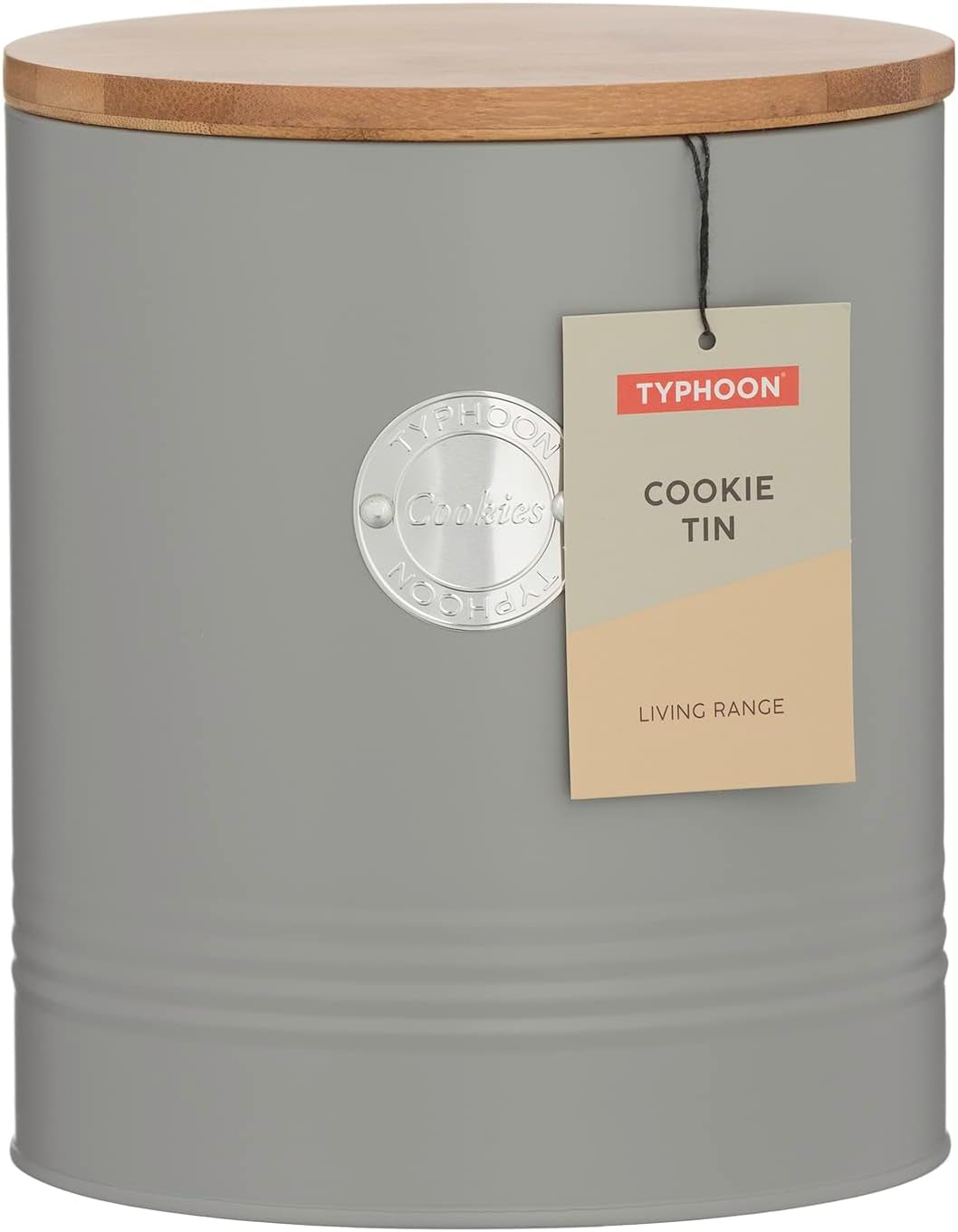 LIVING kollektion, kexburk med lock | pastellgrå | 3,4L förvaringsbox för kakor | kakburk i stål med lock | Bambu lufttäta förvaringsburkar med lock Naty Shop Food förvaringslådor