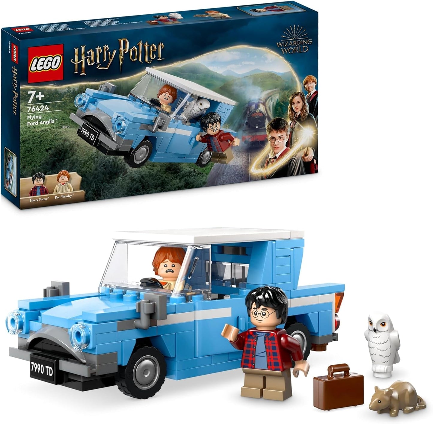 LEGO Harry Potter Flying Ford England Byggleksaksbil för barn Present till pojkar, flickor och alla fans från 7 år 2 minifigurer inklusive Ron Weasley Rollspel 76424 Byggset Besuche den LEGO-Store Standardtitel