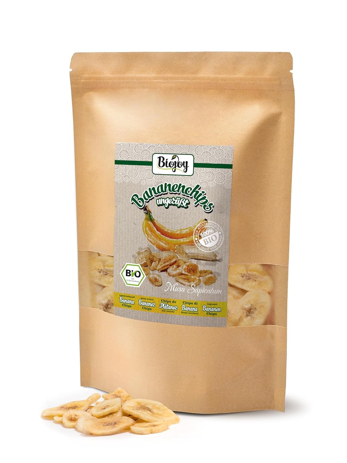 Biojoy ekologiska bananchips (500 g), torkade och osvavelfria Naty Shop torkade produkter