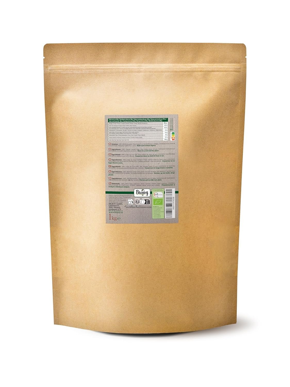 Biojoy ekologiska torkade kokoschips (1 kg), osötade och ostekta Dehydrerade produkter Naty Shop