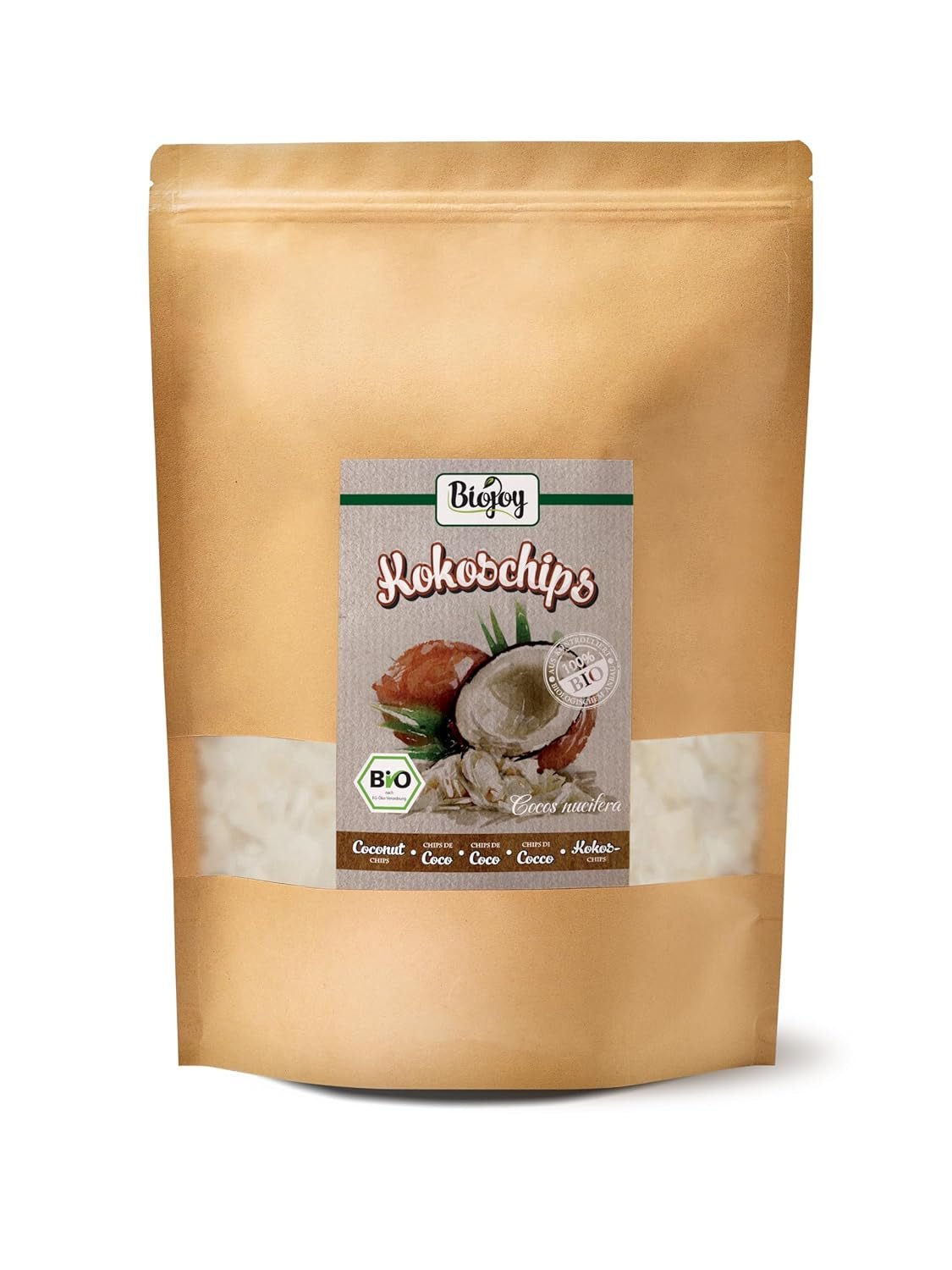 Biojoy ekologiska torkade kokoschips (1 kg), osötade och ostekta Dehydrerade produkter Naty Shop 500 G