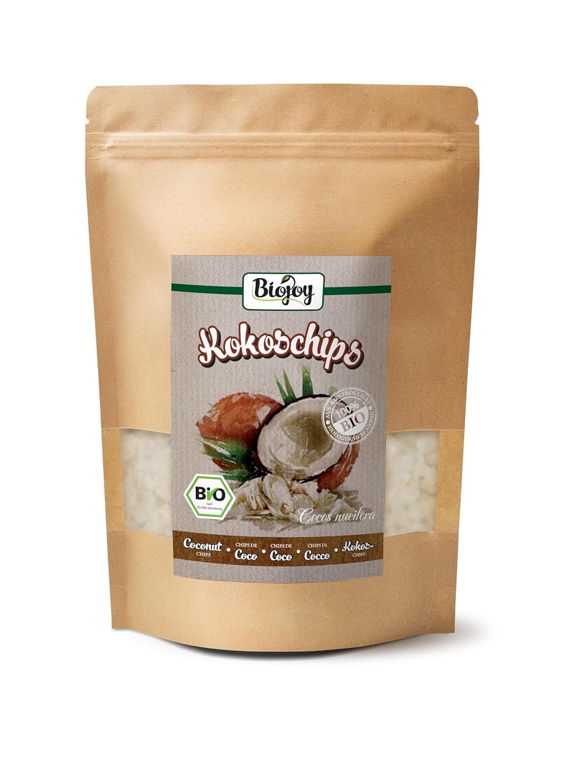 Biojoy ekologiska torkade kokoschips (1 kg), osötade och ostekta Naty Shop torkade produkter 250 G