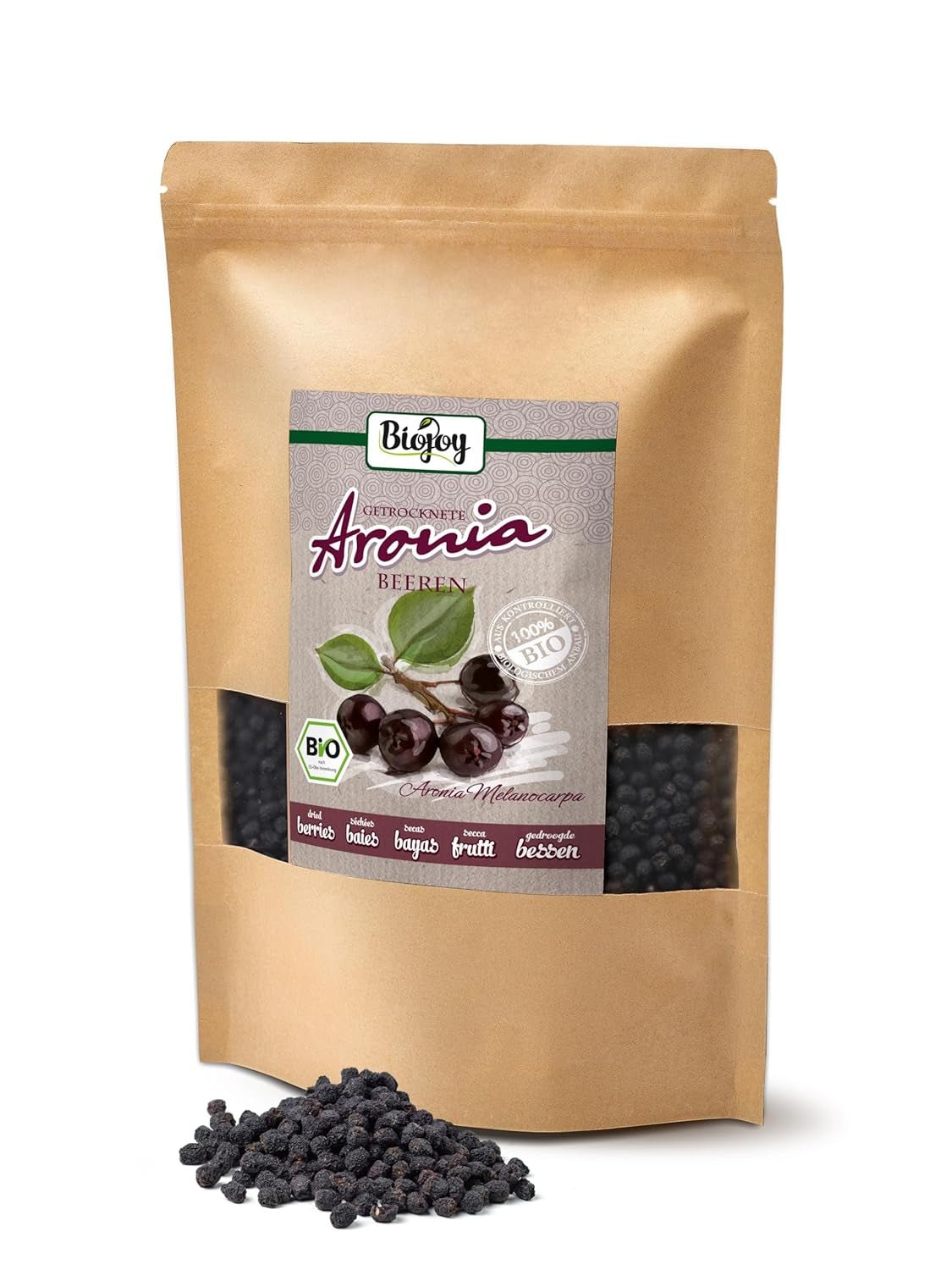 Biojoy ekologiska aroniafrukter (1 kg), torkade och hela (Aronia melanocarpa) Dehydrerade produkter Naty Shop