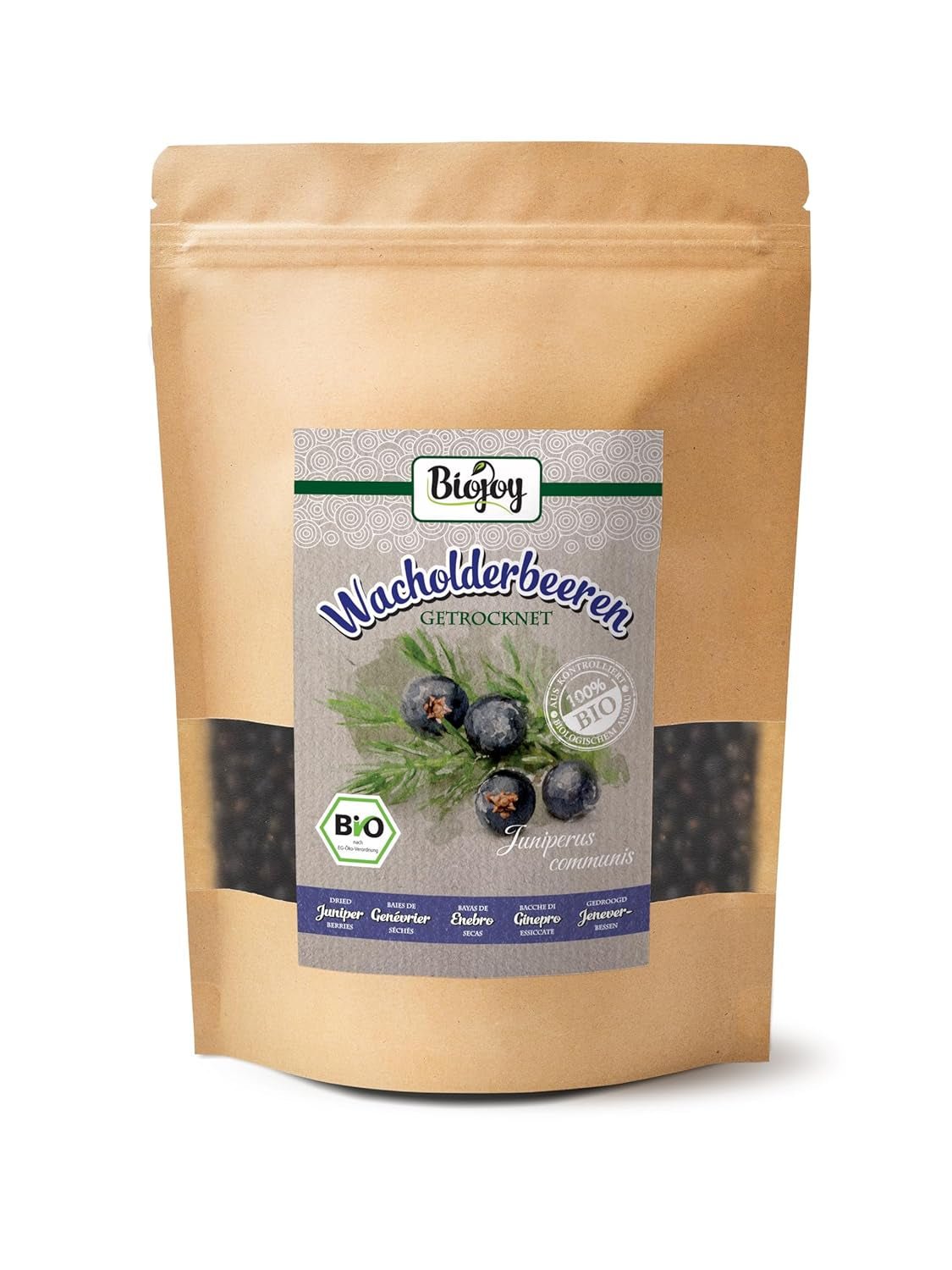 Biojoy ekologiska enbärsfrukter (250 g), torkade och hela, utan tillsatser (Juniperus communis) Uttorkade produkter Naty Shop 250 G