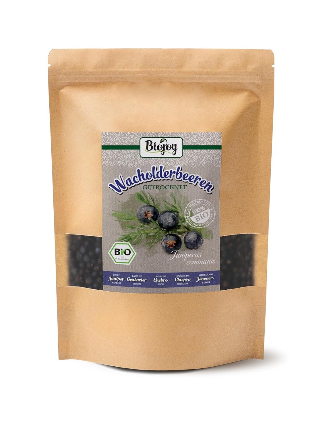 Biojoy ekologisk enbär (250 g), torkad och hel, utan tillsatser (Juniperus communis) Uttorkade produkter Naty Shop 500 G (1 förpackning)