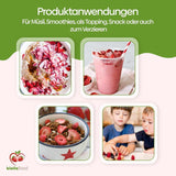 biolla mat hela torkade jordgubbar, 0,5 kg, 100% naturliga. Hälsosamma mellanmål för barn. Perfekt för smoothies, havremüsli, te och gröt. Lång hållbarhet. VEGAN, GLUTENFRI, RAW FOOD Naty Shop Dehydrerade produkter