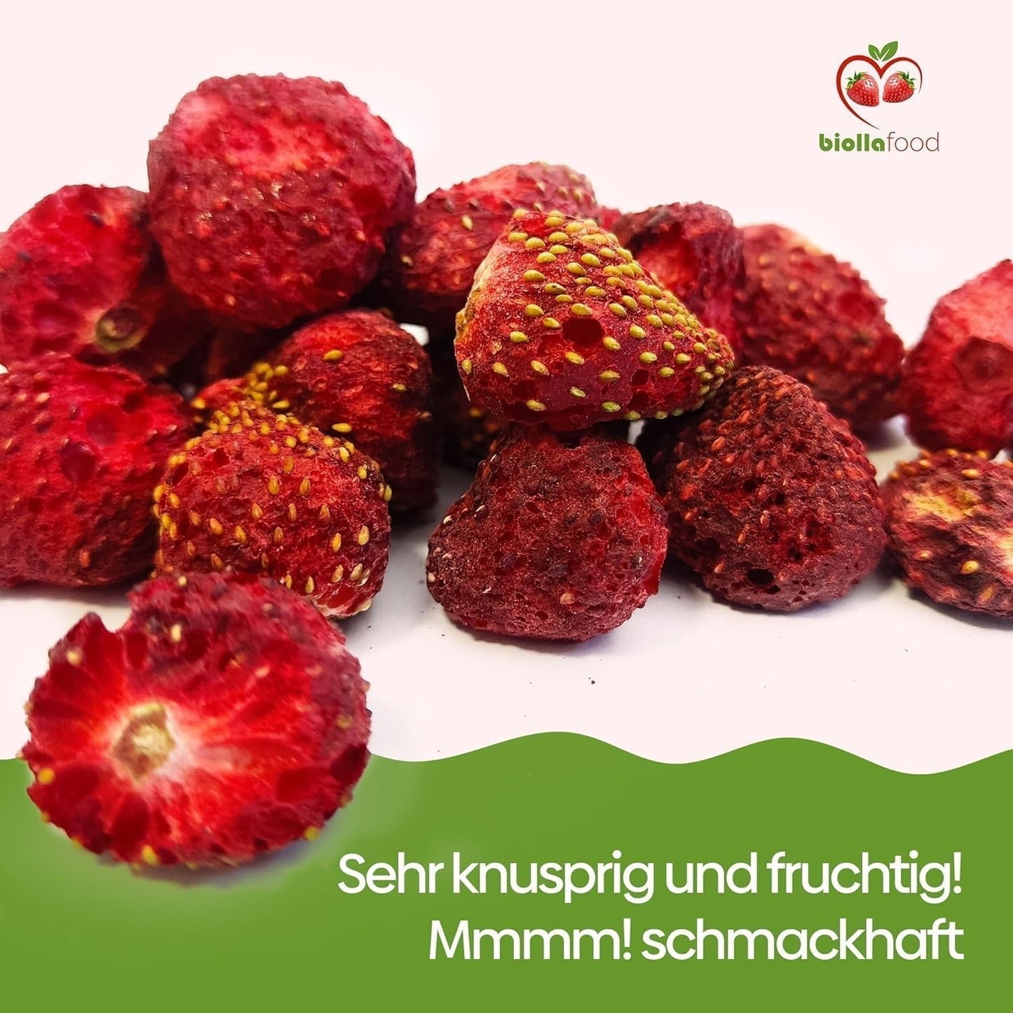 biolla mat hela torkade jordgubbar, 0,5 kg, 100% naturliga. Hälsosamma mellanmål för barn. Perfekt för smoothies, havremüsli, te och gröt. Lång hållbarhet. VEGAN, GLUTENFRI, RAW FOOD Naty Shop Dehydrerade produkter