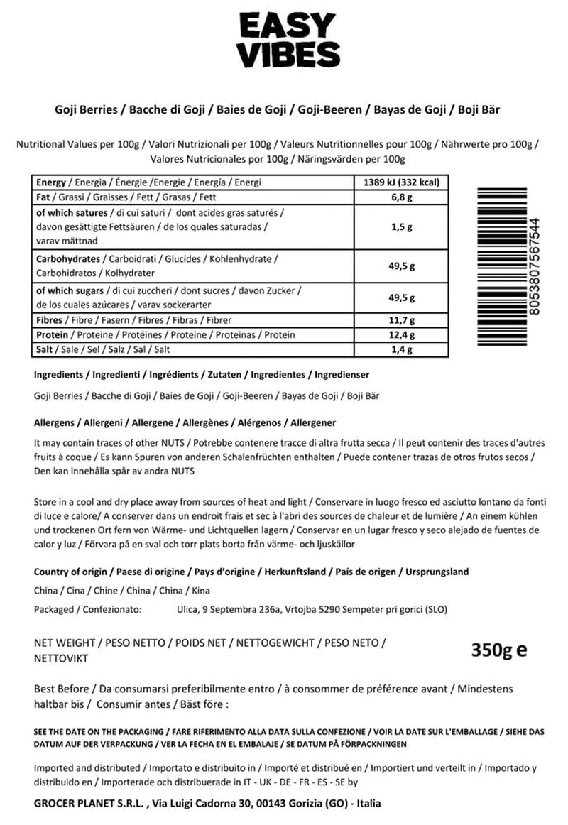 '- Naturliga gojibär (350g) - Torkade Naty Shop torkade produkter