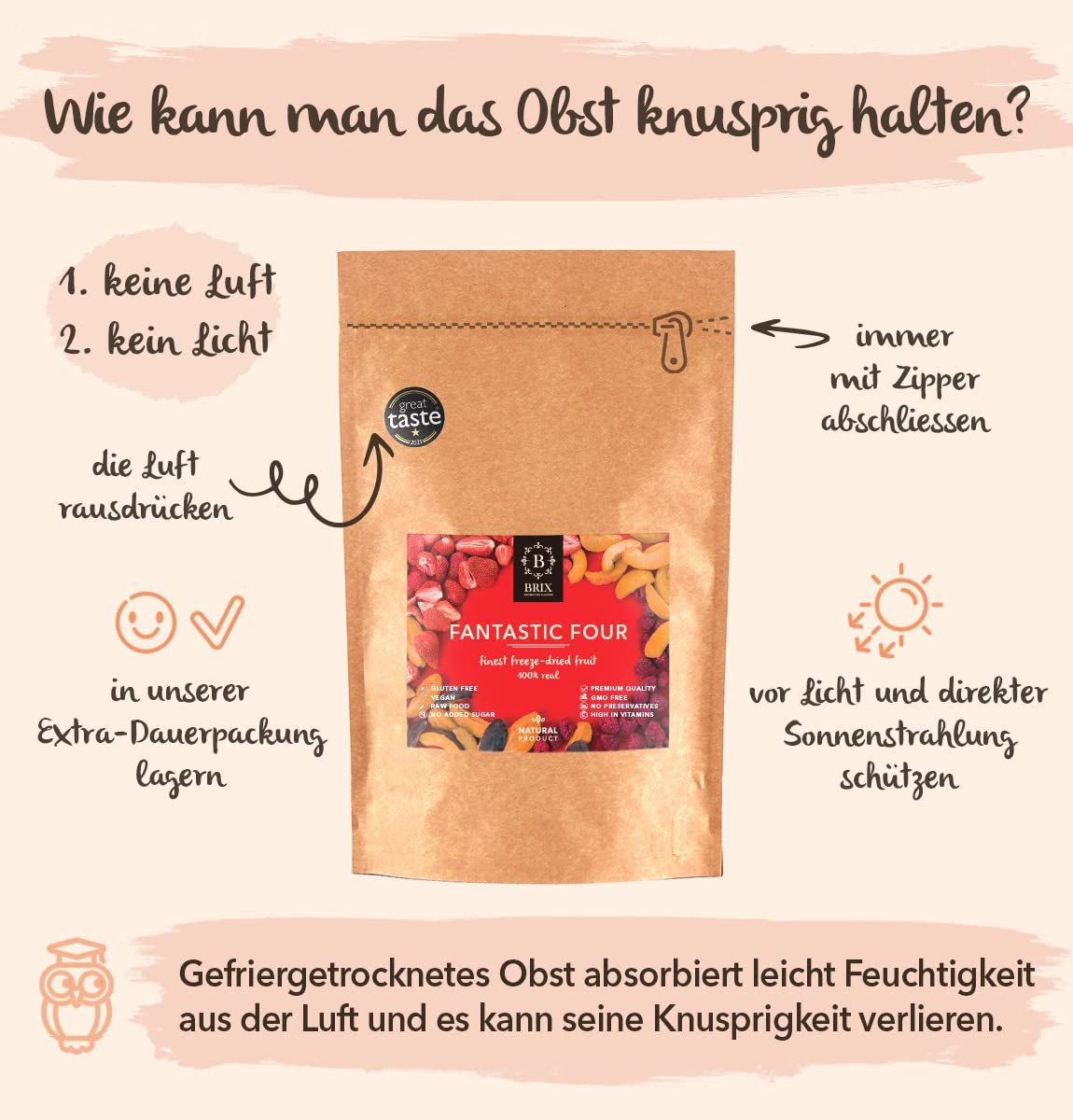 Brix Frystorkad Fruit Fantastic Four (80g) - Pris god smak, gott och hälsosamt mellanmål, torrt krispigt, rikt på vitaminer Naty Shop torkade produkter