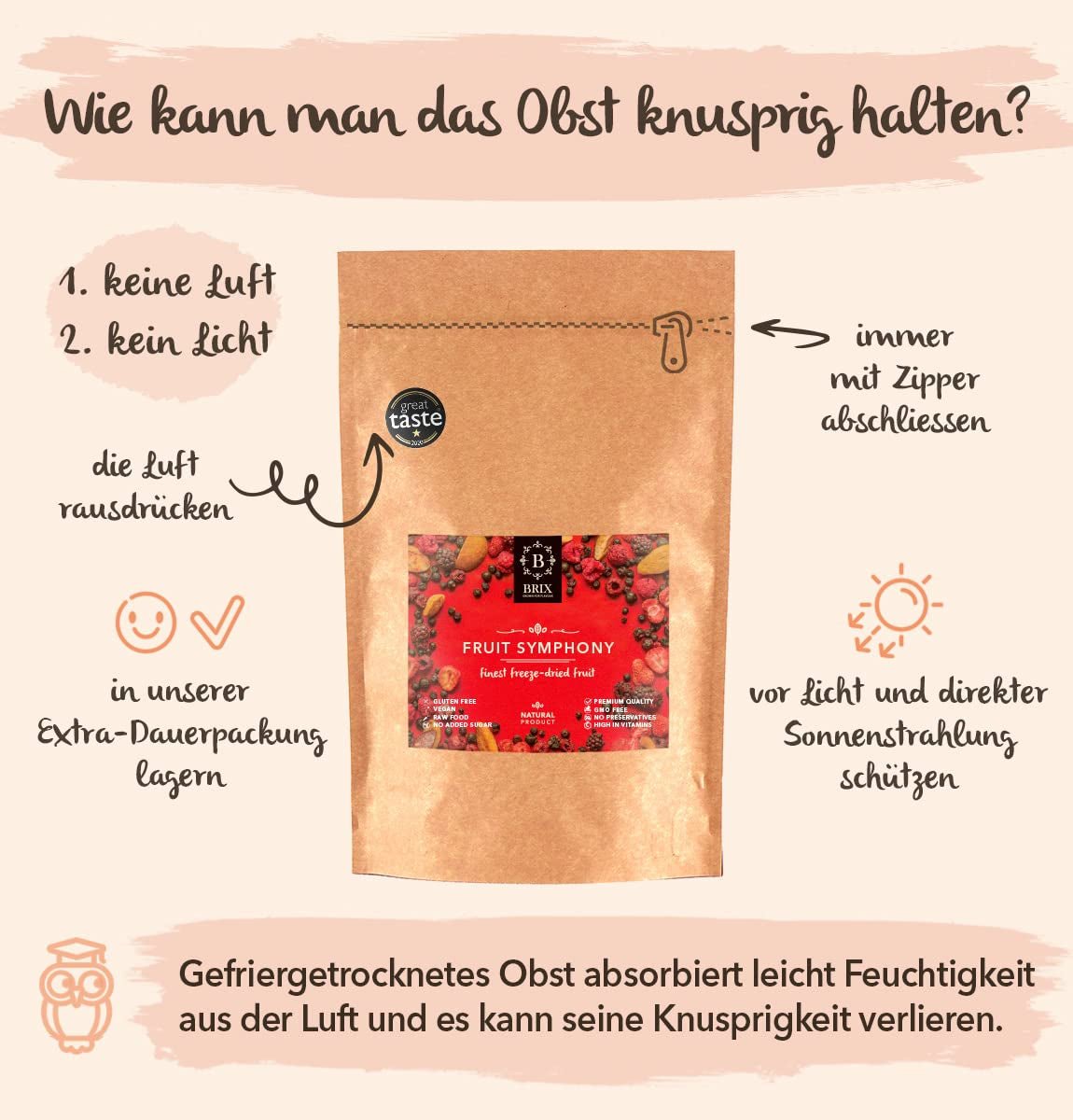 BRIX frystorkade frukter | Naturlig blandning av torkad frukt 115g | Great Taste Award för torkad frukt | Icke-GMO, glutenfria, veganska, undanhållna vitaminer Naty Shop Dehydrerade produkter