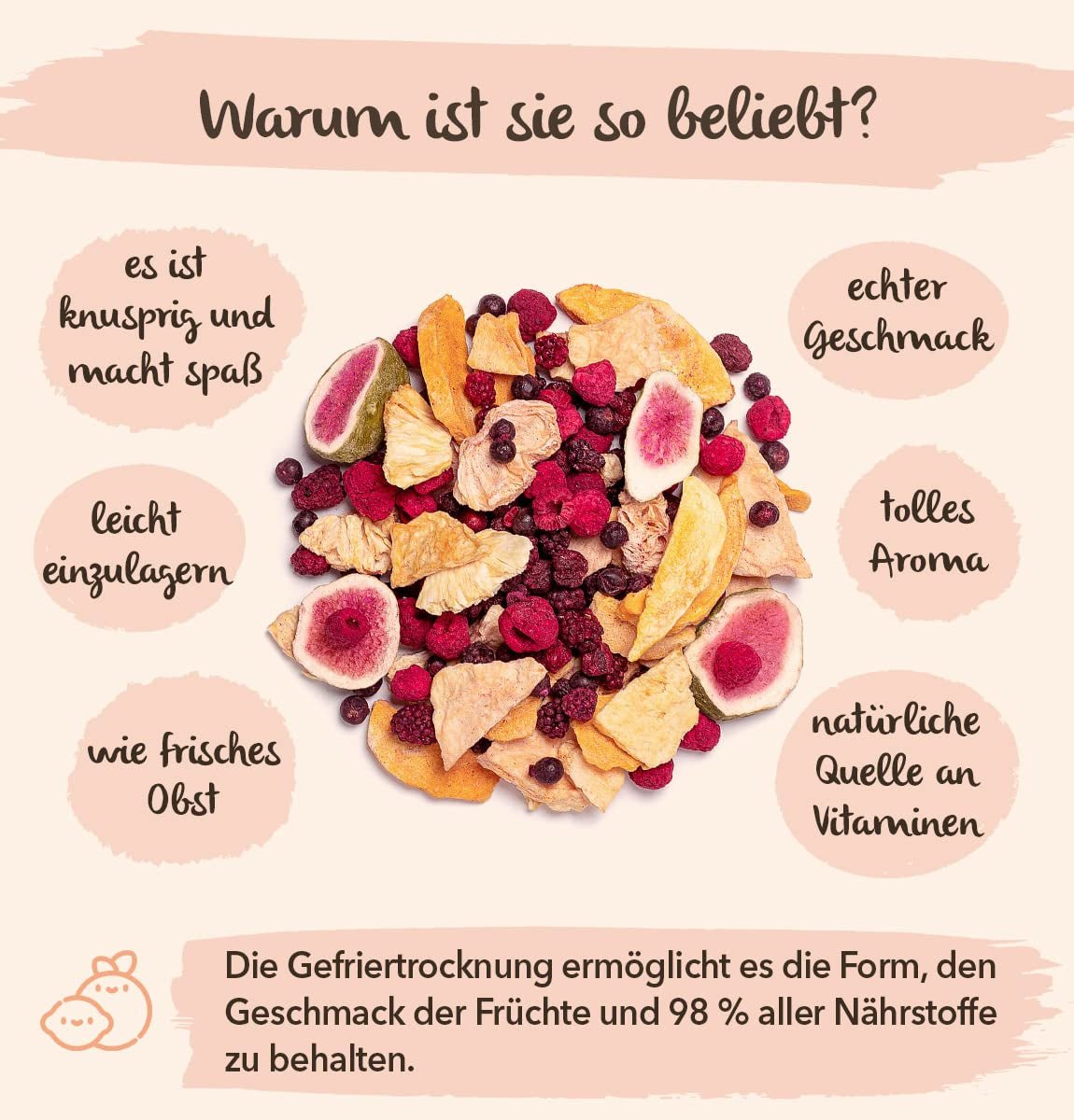 BRIX frystorkade frukter | Naturlig blandning av torkad frukt 115g | Great Taste Award för torkad frukt | Icke-GMO, glutenfria, veganska, undanhållna vitaminer Naty Shop Dehydrerade produkter