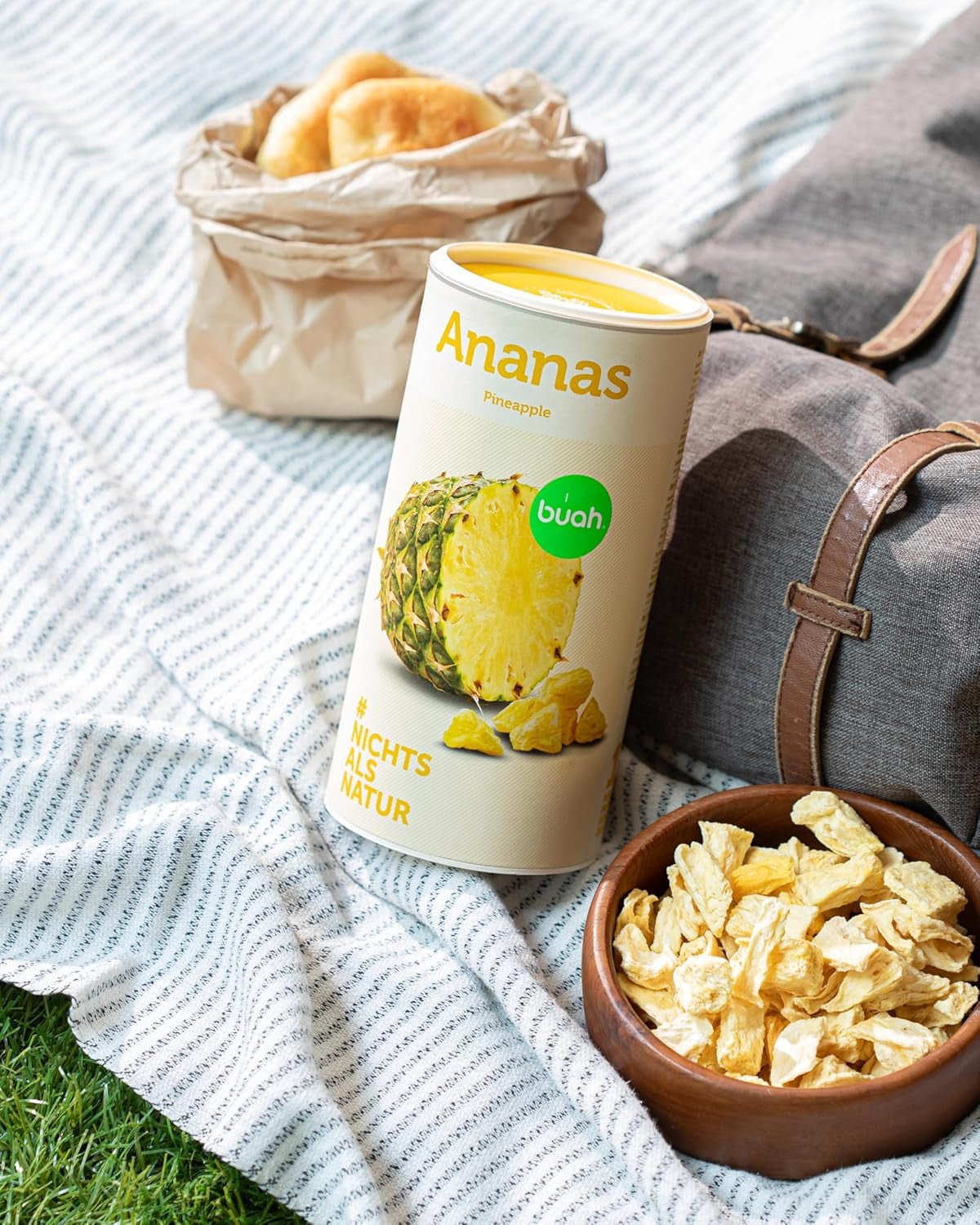 BUAH® Frystorkad ananas | Ananaschips som mellanmål eller till müsli och desserter | Idealisk ersättning för godis | Vegansk och utan tillsatt socker | 100 % frystorkad frukt | 200 g Naty Shop torkade produkter