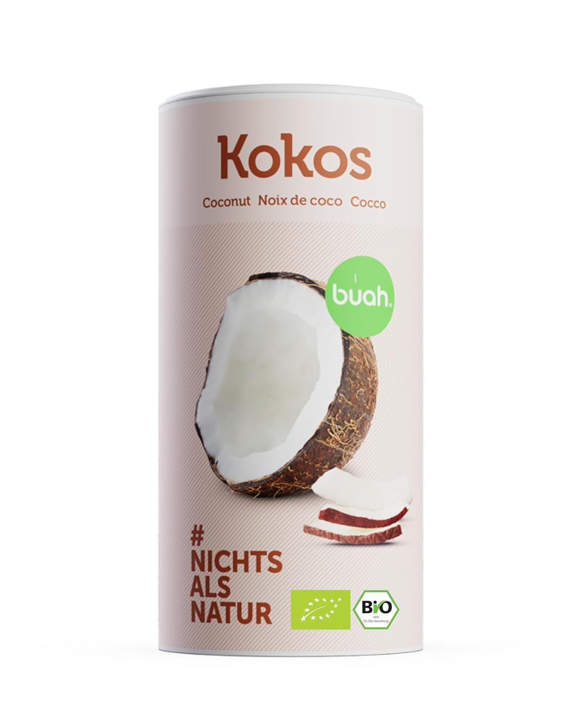 BUAH® torkade kokoschips | Ekologiska kokoschips, mellanmål, müsli & baka kokoschips | Idealisk ersättning för godis | Vegansk och utan tillsatt socker | 400g Naty Shop uttorkade produkter Standardtitel