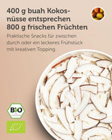 BUAH® torkade kokoschips | Ekologiska kokoschips, mellanmål, müsli & baka kokoschips | Idealisk ersättning för godis | Vegansk och utan tillsatt socker | 400g Naty Shop torkade produkter