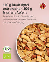 BUAH® Ekologiska frystorkade äpplen | Frystorkade ekologiska äpplen utan tillsatt socker | 100 % frystorkad frukt (vegansk glutenfri laktosfri) | Idealiskt mellanmål (110g) Naty Shop uttorkade produkter