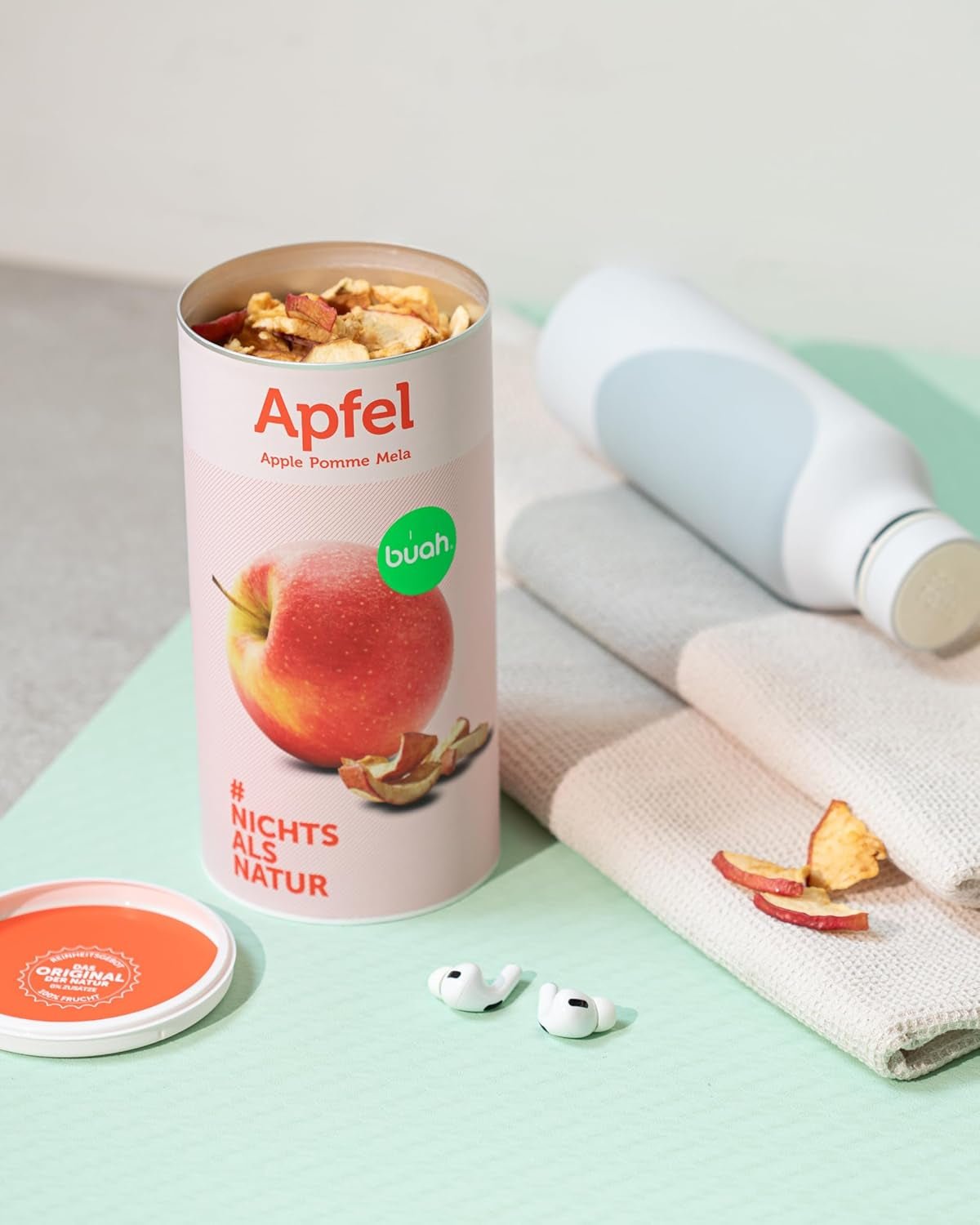 BUAH® Ekologiska frystorkade äpplen | Frystorkade ekologiska äpplen utan tillsatt socker | 100 % frystorkad frukt (vegansk glutenfri laktosfri) | Idealiskt mellanmål (110g) Naty Shop uttorkade produkter